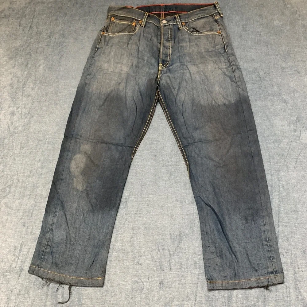 Levi's Jeans Mens 32W Blue Denim Medium Wash 5-Pockets Button Fly Streetwear